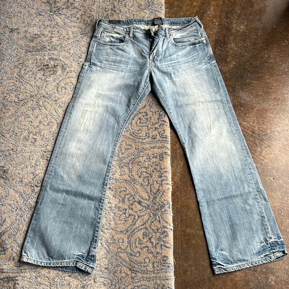 Buffalo David Bitton Distressed Blue Denim Jeans Size 36x32